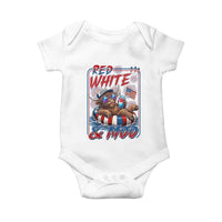 Funny Highland Cow Pool Party 4th Of July Baby Onesie Red White And Moo