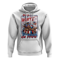 Funny Highland Cow Pool Party 4th Of July Hoodie Red White And Moo