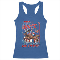 Funny Highland Cow Pool Party 4th Of July Racerback Tank Top Red White And Moo