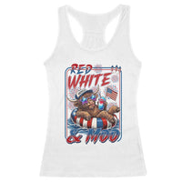 Funny Highland Cow Pool Party 4th Of July Racerback Tank Top Red White And Moo