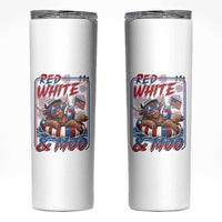 Funny Highland Cow Pool Party 4th Of July Skinny Tumbler Red White And Moo