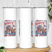 Funny Highland Cow Pool Party 4th Of July Skinny Tumbler Red White And Moo