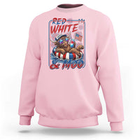 Funny Highland Cow Pool Party 4th Of July Sweatshirt Red White And Moo