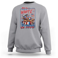 Funny Highland Cow Pool Party 4th Of July Sweatshirt Red White And Moo