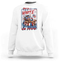 Funny Highland Cow Pool Party 4th Of July Sweatshirt Red White And Moo