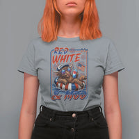 Funny Highland Cow Pool Party 4th Of July T Shirt For Women Red White And Moo