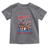 Funny Highland Cow Pool Party 4th Of July Toddler T Shirt Red White And Moo
