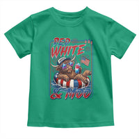 Funny Highland Cow Pool Party 4th Of July Toddler T Shirt Red White And Moo