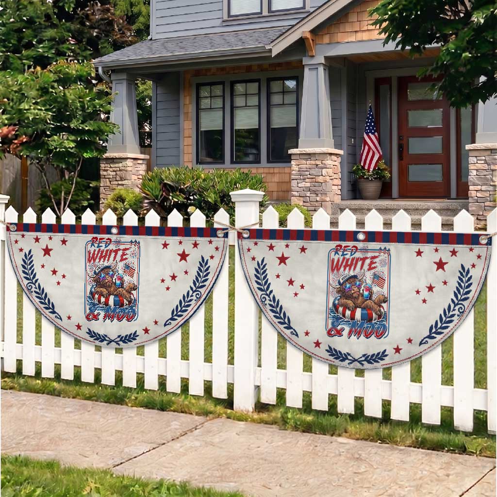 Funny Highland Cow Pool Party 4th Of July Patriotic Fan Flag Red White And Moo