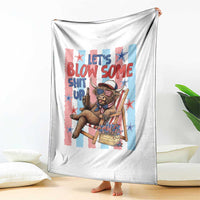 Funny Patriotic Highland Cow Throw Blanket 4th Of July Fireworks Celebration