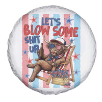 Funny Patriotic Highland Cow Spare Tire Cover 4th Of July Fireworks Celebration