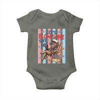 Funny Patriotic Highland Cow Baby Onesie 4th Of July Fireworks Celebration