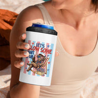 Funny Patriotic Highland Cow 4 in 1 Can Cooler Tumbler 4th Of July Fireworks Celebration