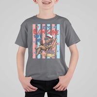 Funny Patriotic Highland Cow T Shirt For Kid 4th Of July Fireworks Celebration