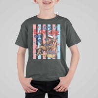 Funny Patriotic Highland Cow T Shirt For Kid 4th Of July Fireworks Celebration