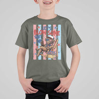 Funny Patriotic Highland Cow T Shirt For Kid 4th Of July Fireworks Celebration