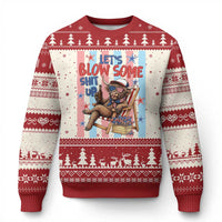 Funny Patriotic Highland Cow Ugly Christmas Sweater 4th Of July Fireworks Celebration