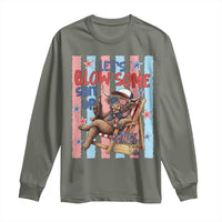 Funny Patriotic Highland Cow Long Sleeve Shirt 4th Of July Fireworks Celebration