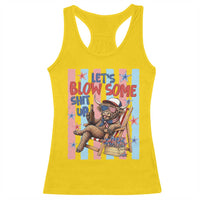 Funny Patriotic Highland Cow Racerback Tank Top 4th Of July Fireworks Celebration