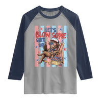 Funny Patriotic Highland Cow Raglan Shirt 4th Of July Fireworks Celebration