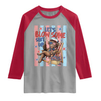 Funny Patriotic Highland Cow Raglan Shirt 4th Of July Fireworks Celebration