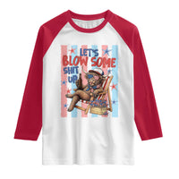 Funny Patriotic Highland Cow Raglan Shirt 4th Of July Fireworks Celebration