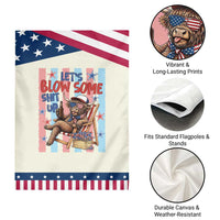 Funny Highland Cow Patriotic Garden Flag 4th Of July Fireworks Celebration