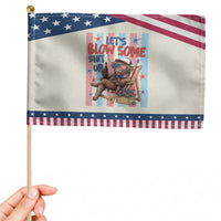 Funny Highland Cow Patriotic Handheld Flag 4th Of July Fireworks Celebration