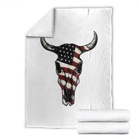 Vintage Western Cow Skull Usa Flag Throw Blanket Patriotic American Pride