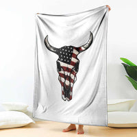 Vintage Western Cow Skull Usa Flag Throw Blanket Patriotic American Pride