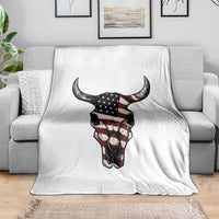 Vintage Western Cow Skull Usa Flag Throw Blanket Patriotic American Pride