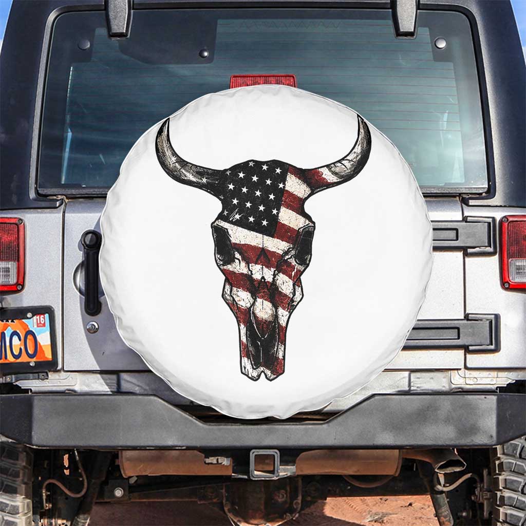 Vintage Western Cow Skull Usa Flag Spare Tire Cover Patriotic American Pride