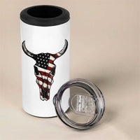Vintage Western Cow Skull Usa Flag 4 in 1 Can Cooler Tumbler Patriotic American Pride
