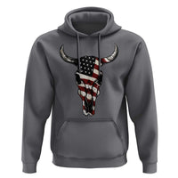 Vintage Western Cow Skull Usa Flag Hoodie Patriotic American Pride