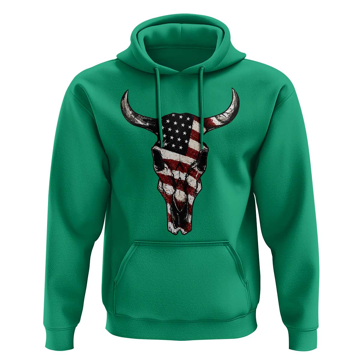 Vintage Western Cow Skull Usa Flag Hoodie Patriotic American Pride