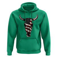 Vintage Western Cow Skull Usa Flag Hoodie Patriotic American Pride