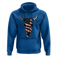 Vintage Western Cow Skull Usa Flag Hoodie Patriotic American Pride