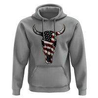 Vintage Western Cow Skull Usa Flag Hoodie Patriotic American Pride