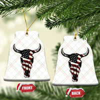 Vintage Western Cow Skull Usa Flag Ceramic Ornament Patriotic American Pride