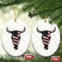 Vintage Western Cow Skull Usa Flag Ceramic Ornament Patriotic American Pride