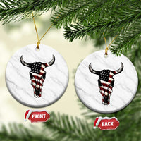 Vintage Western Cow Skull Usa Flag Ceramic Ornament Patriotic American Pride