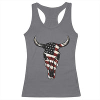 Vintage Western Cow Skull Usa Flag Racerback Tank Top Patriotic American Pride
