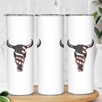 Vintage Western Cow Skull Usa Flag Skinny Tumbler Patriotic American Pride