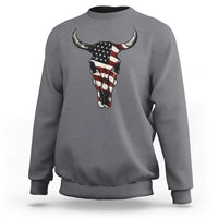 Vintage Western Cow Skull Usa Flag Sweatshirt Patriotic American Pride