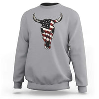 Vintage Western Cow Skull Usa Flag Sweatshirt Patriotic American Pride
