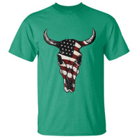 Vintage Western Cow Skull Usa Flag T Shirt Patriotic American Pride