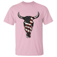 Vintage Western Cow Skull Usa Flag T Shirt Patriotic American Pride