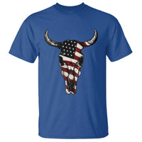 Vintage Western Cow Skull Usa Flag T Shirt Patriotic American Pride