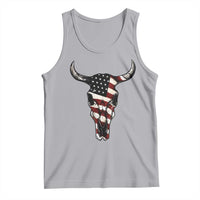 Vintage Western Cow Skull Usa Flag Tank Top Patriotic American Pride