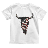 Vintage Western Cow Skull Usa Flag Toddler T Shirt Patriotic American Pride